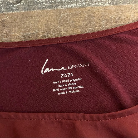 LANE BRYANT Maroon Satin Front Blouse Size 22/24 - Picture 7 of 7